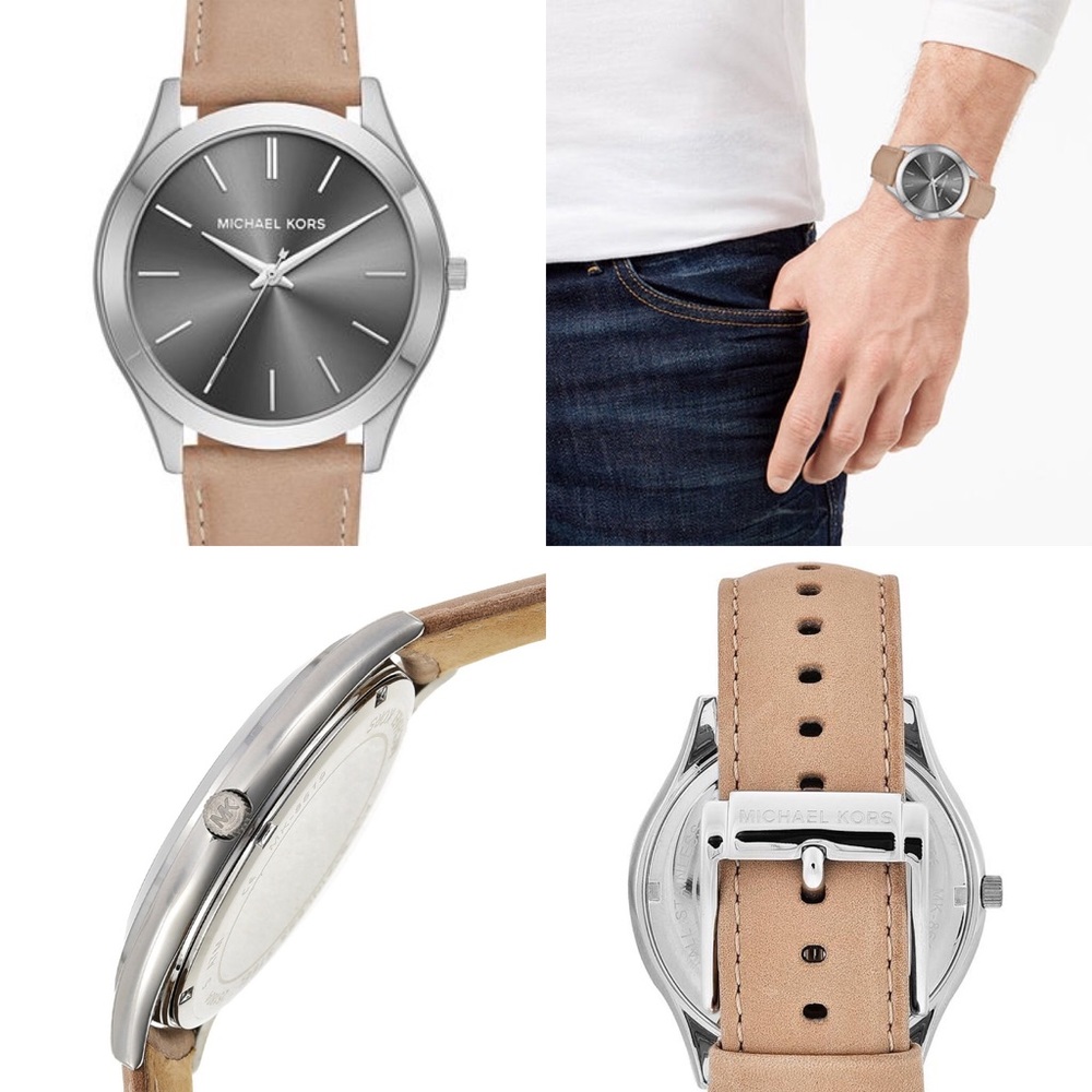 Michael Kors Slim Runway Leather Strap Watch, 44mm - Picture 4 of 8